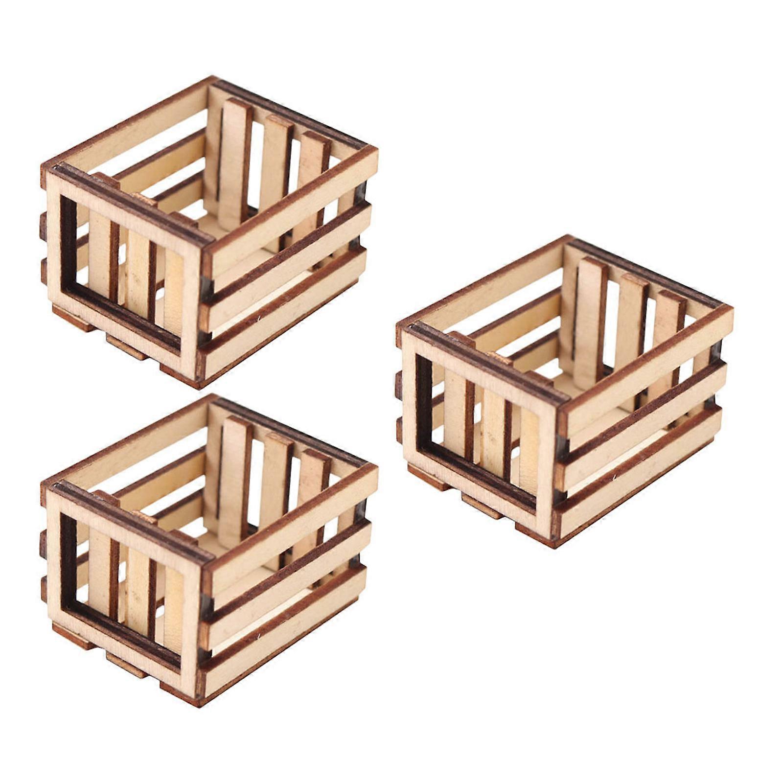 Miniature Basket Wood Mini House Storage Container 9Pcs Pack