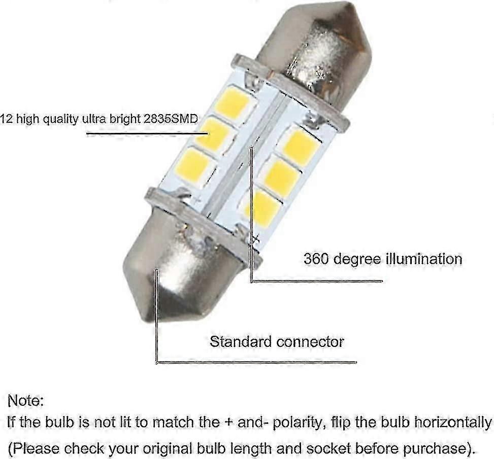 4パックマリンLED交換用電球、超高輝度12V、マリンナビゲーションライトに適した31mm電球、アンカーライト、デッキライトなど、白色光