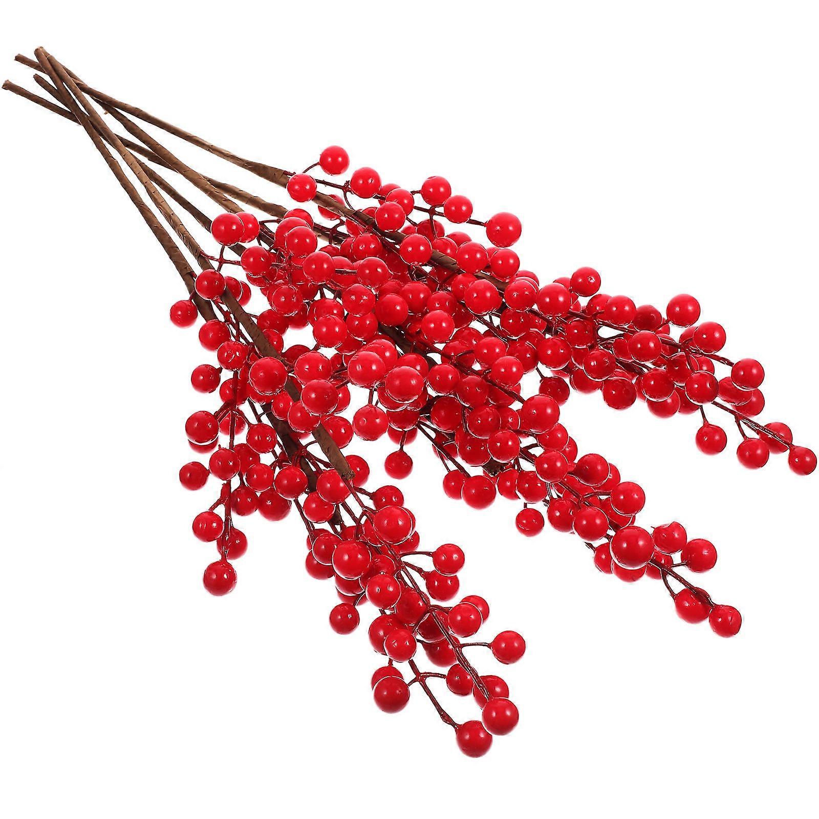 Artificial Berries Stems Red Berry Branches for Christmas 24Pcs Set