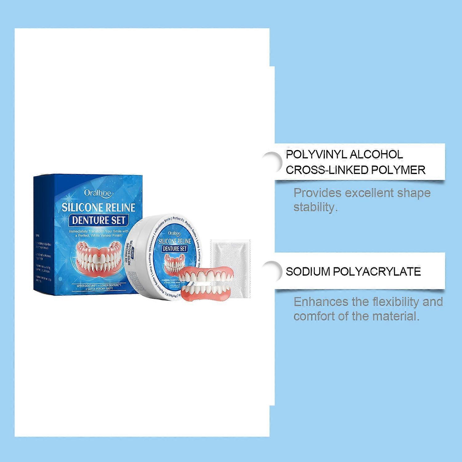 Denture modification kit improves smile comfort and modifies teeth gaps for a more aesthetically ple