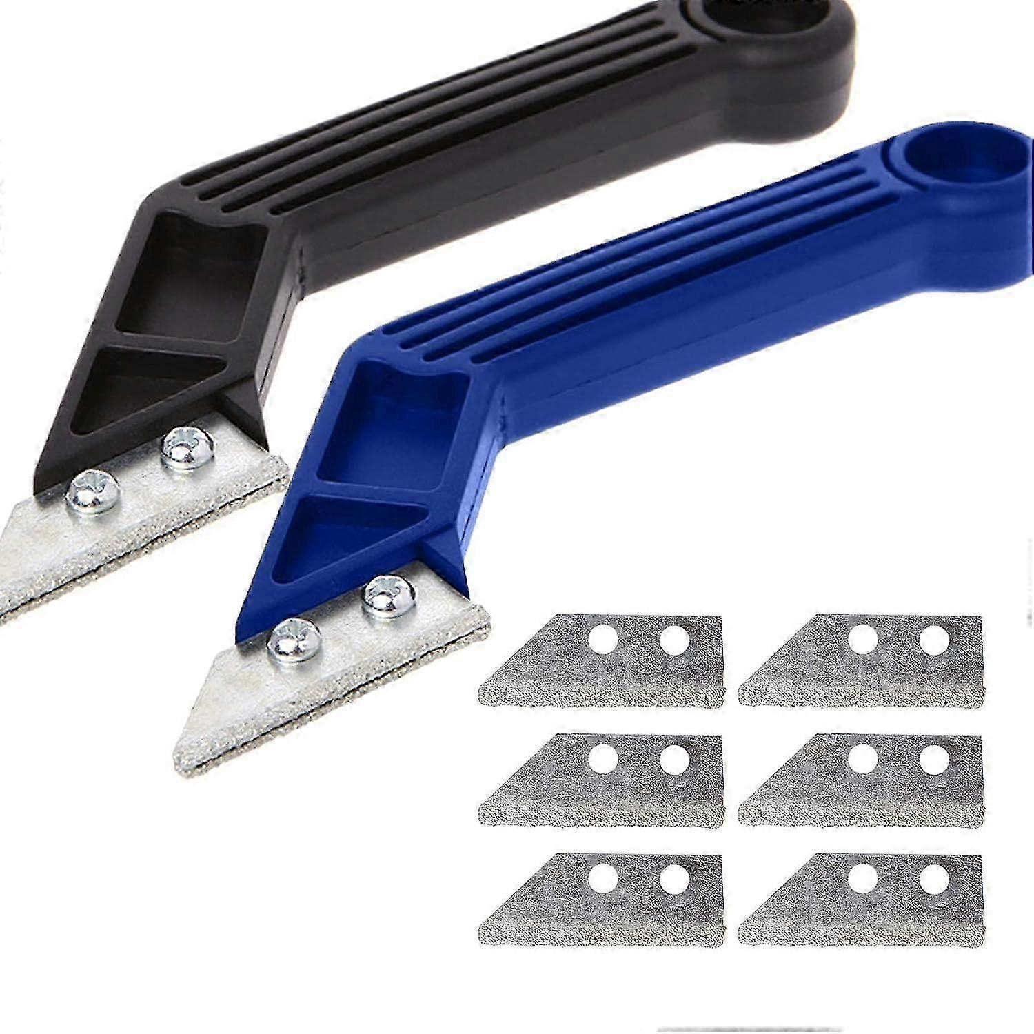 2 Pcs Grout Remover Tool, Grout Scraping Tool with 6 Replacement Blades, Grout Removal Tools for Wall Floor Tile Cleaning