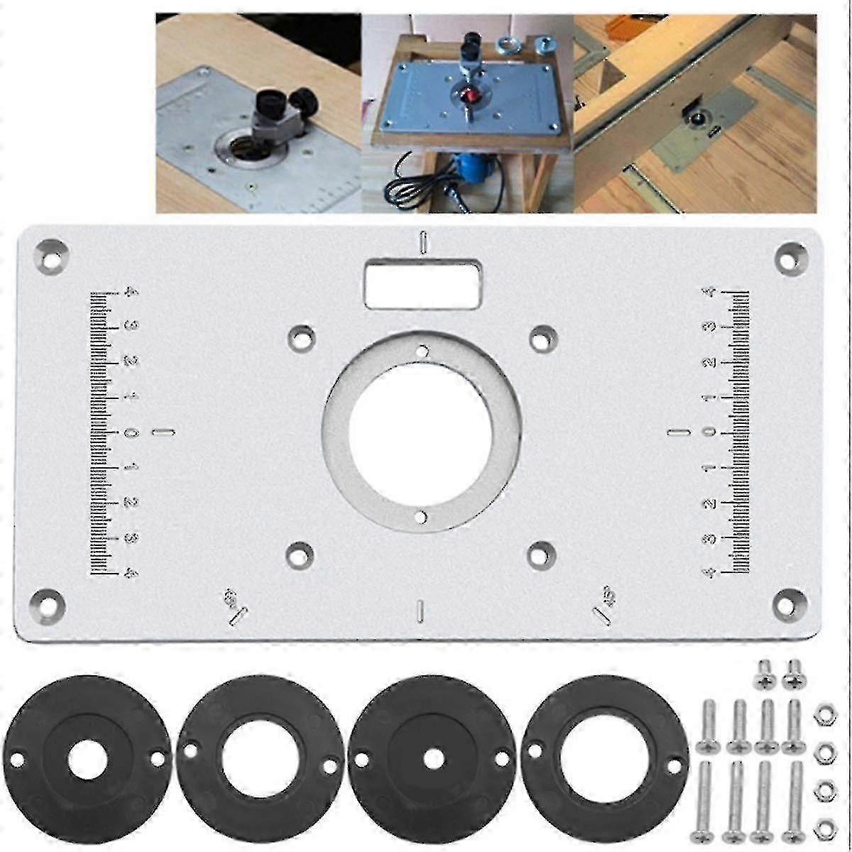 المتقلب الوجه المجلس مع 4 حلقة سوداء راوتر الجدول إدراج لوحة متعددة الوظائف آلة التشذيب الوجه المجلس للتشذيب.
