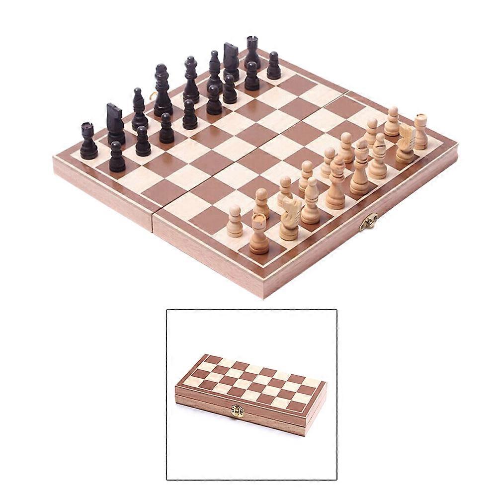Kids Chess Set Folding Wooden Chess Game Educational Toy Assorted Color For Home School Office Traveling 1 Set