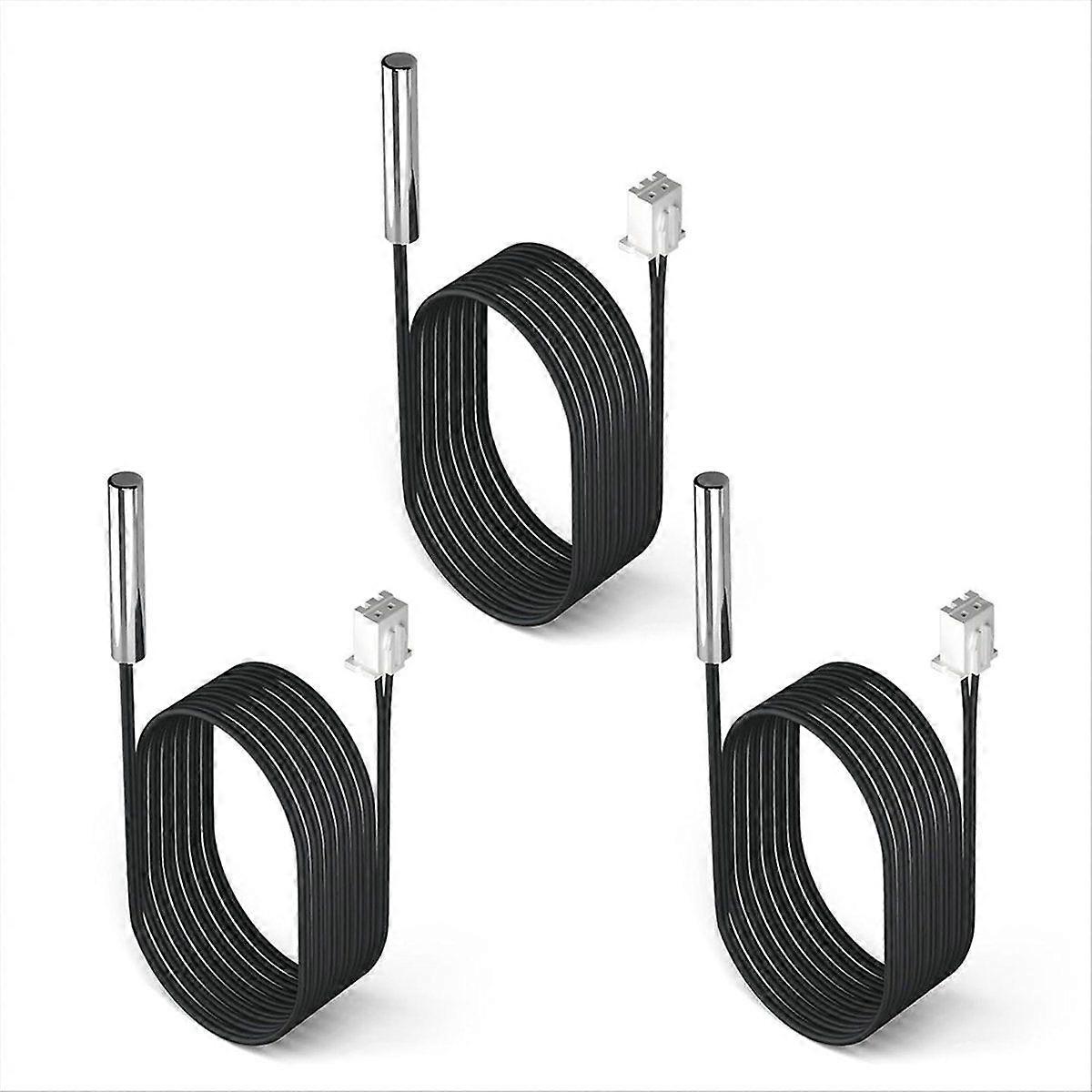 10K Temperature Sensor Probe 3-Pack, 1M Waterproof -Temp Sensor with Stainless Steel Housing
