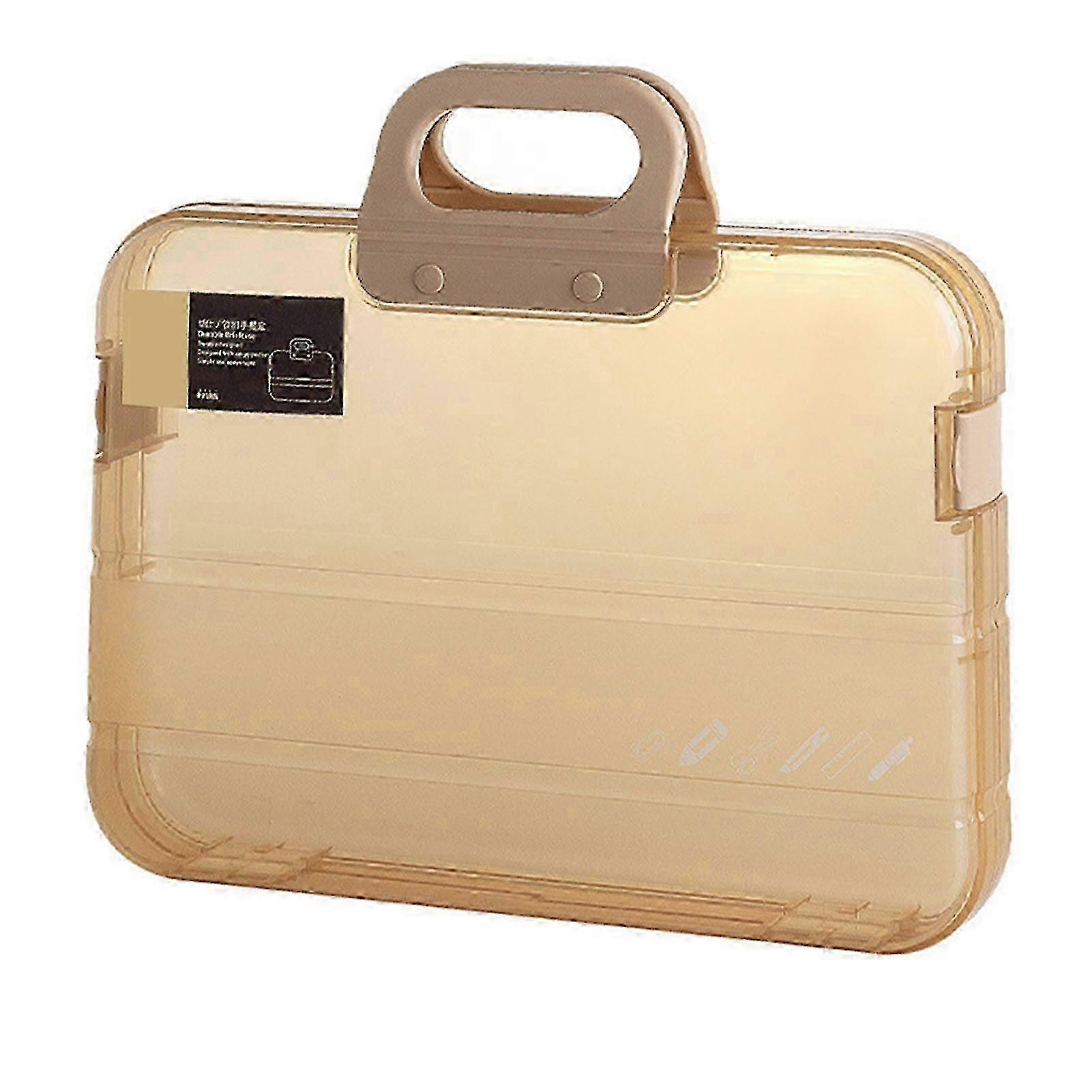 Clear Document Case Multipurpose Large Capacity Dustproof Waterproof A4 File Portable Project Case for Office School Khaki