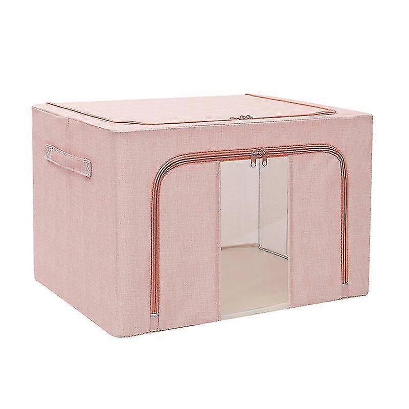Upgraded One Color Large Capacity Storage Bag, Foldable, With Handle And Reinforced Iron Frame 50 * 40 * 33 Cm (pink)