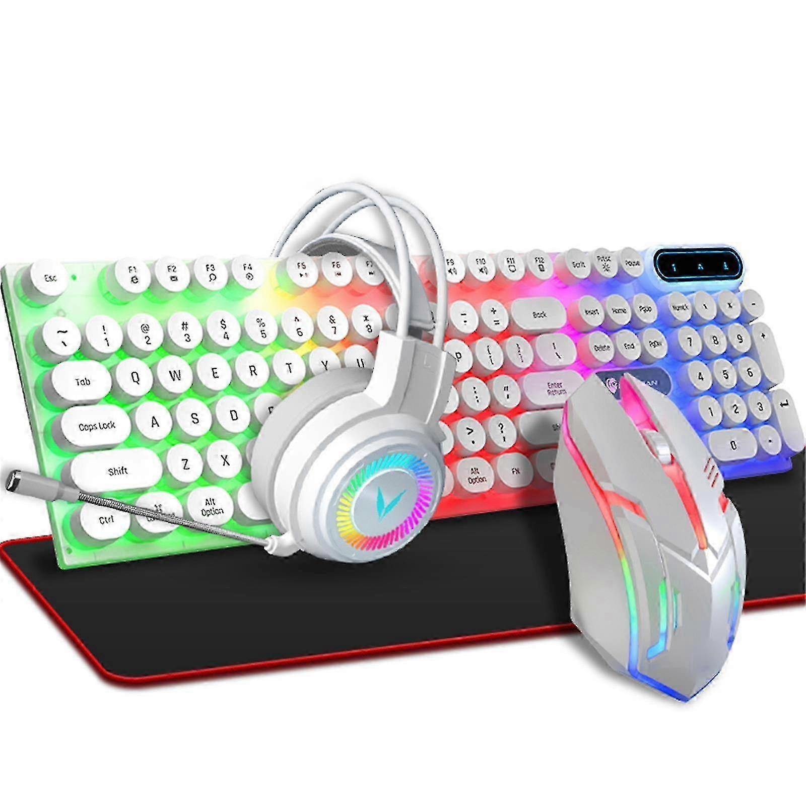 Backlit Keyboard And Combo With Headset. Pad. 104 Keys RGB Mechanical Feeling Gaming Keyboard