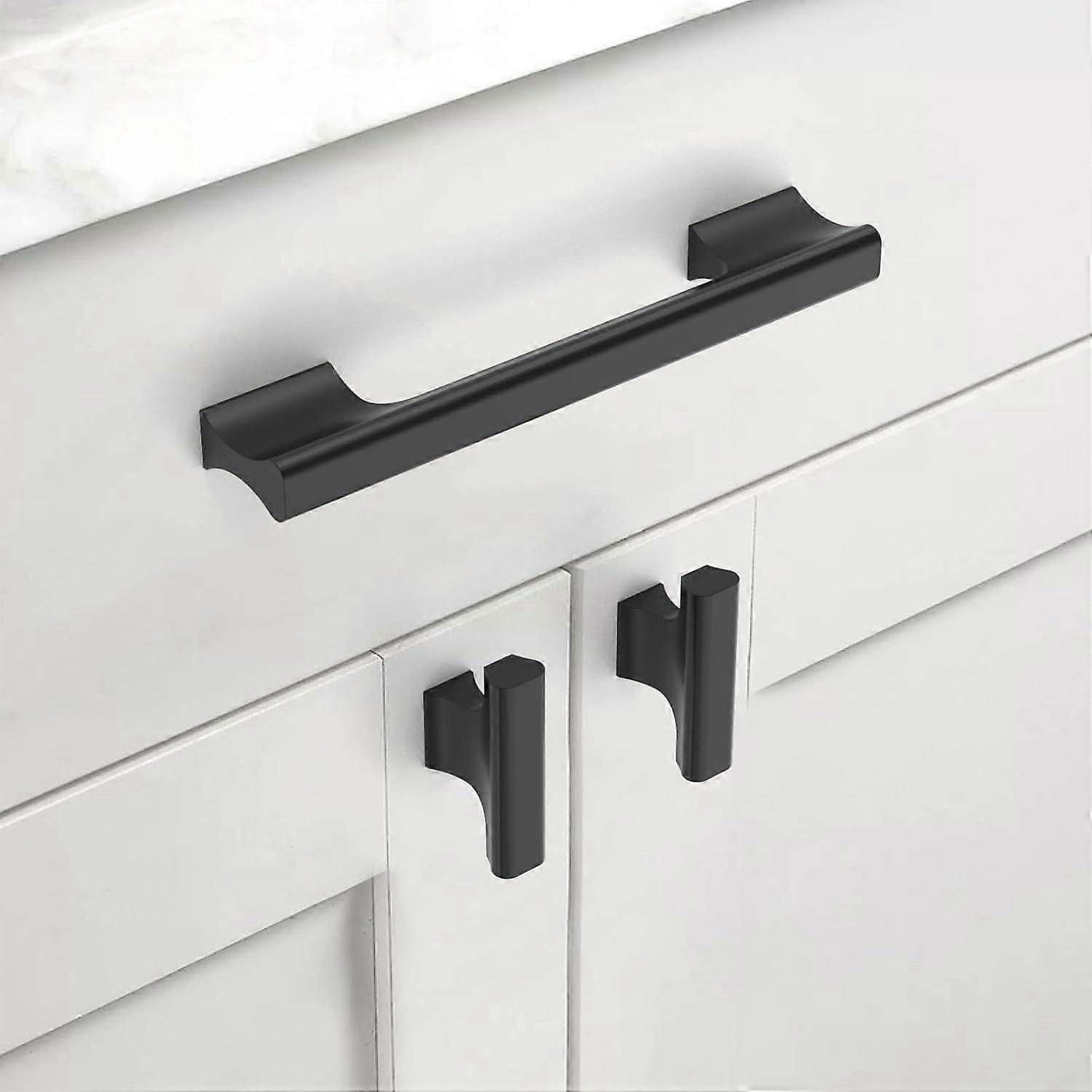 SeraphinaT 10 Pack Matte Black Kitchen Cabinet Knobs and Pulls
