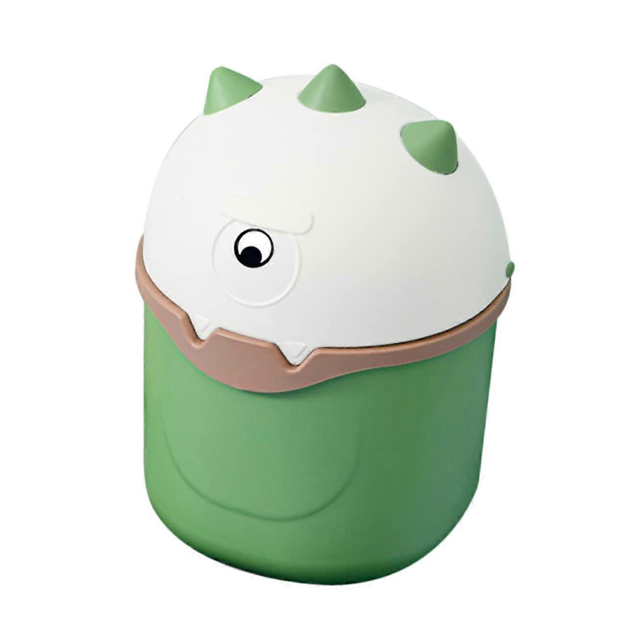 Desktop Trash Can Small Green Flip Lid Trash Bin 14.5x22 Cm Mini Waste Paper Container For Home And Office Tabletop