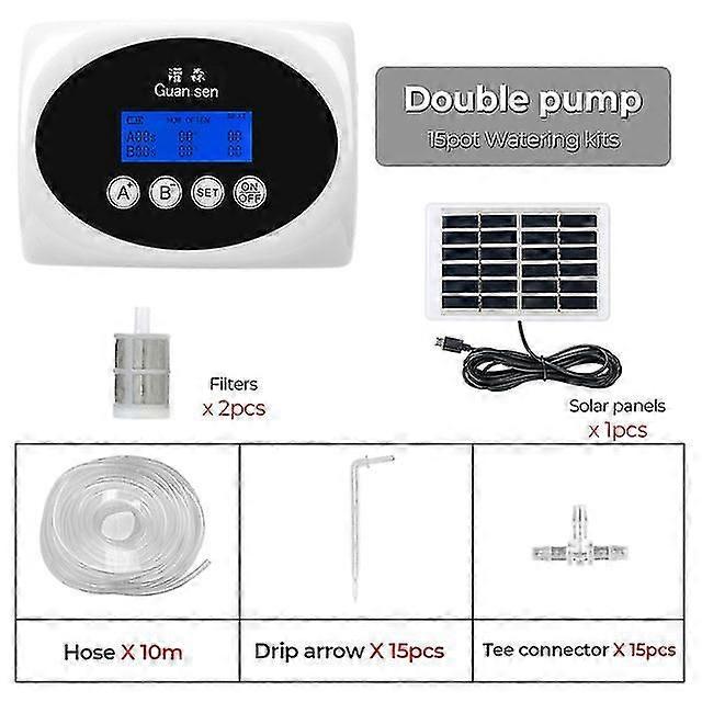 Double Pump Automatic Watering Device For Plants Solar Drip System Timer Intelligent Garden Drip Irrigation Device Controller