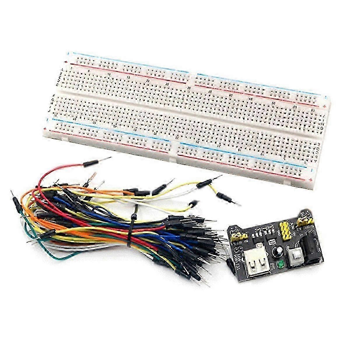 MB102 Breadboard Power Module Kit with 830 Point Solderless Breadboard & 65 Flexible Jumper Wires for PrototypingAs Shown SZRH A-W