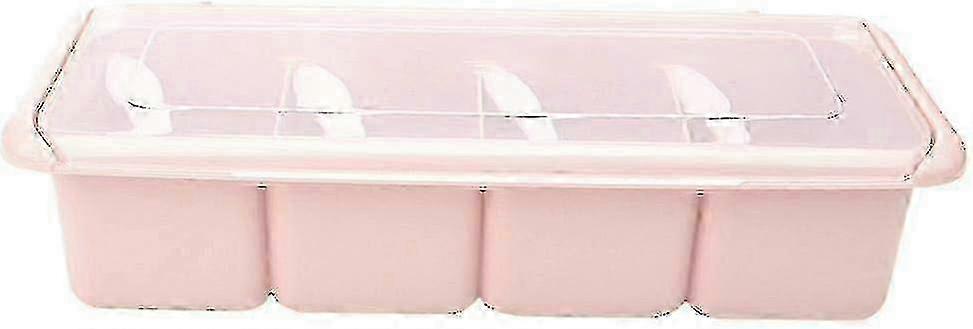 4 Compartments Seasoning Box Spice Rack Organizer Condiment Holder Container, 11.42 * 4.53 * 2.76in - q37