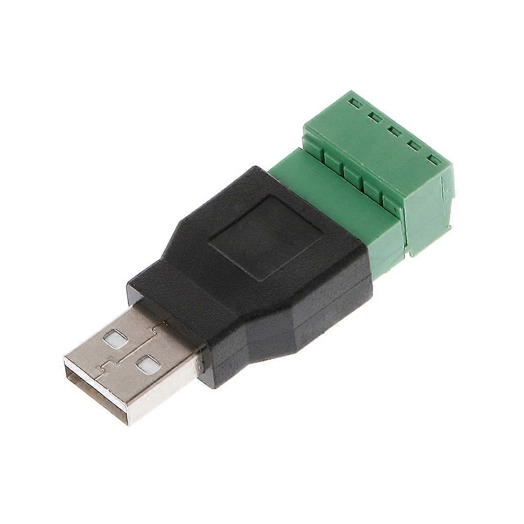JUNTEX USB 2.0 Type A Male/Female to 5P Screw w/ Shield Terminal Plug Adapter Connector