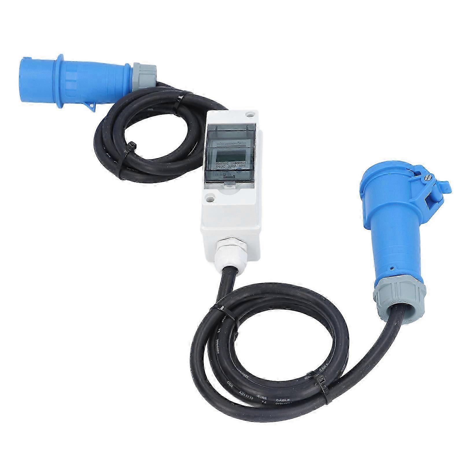 AC 220V 16A CEE Socket With LCD Digital Electricity Meter