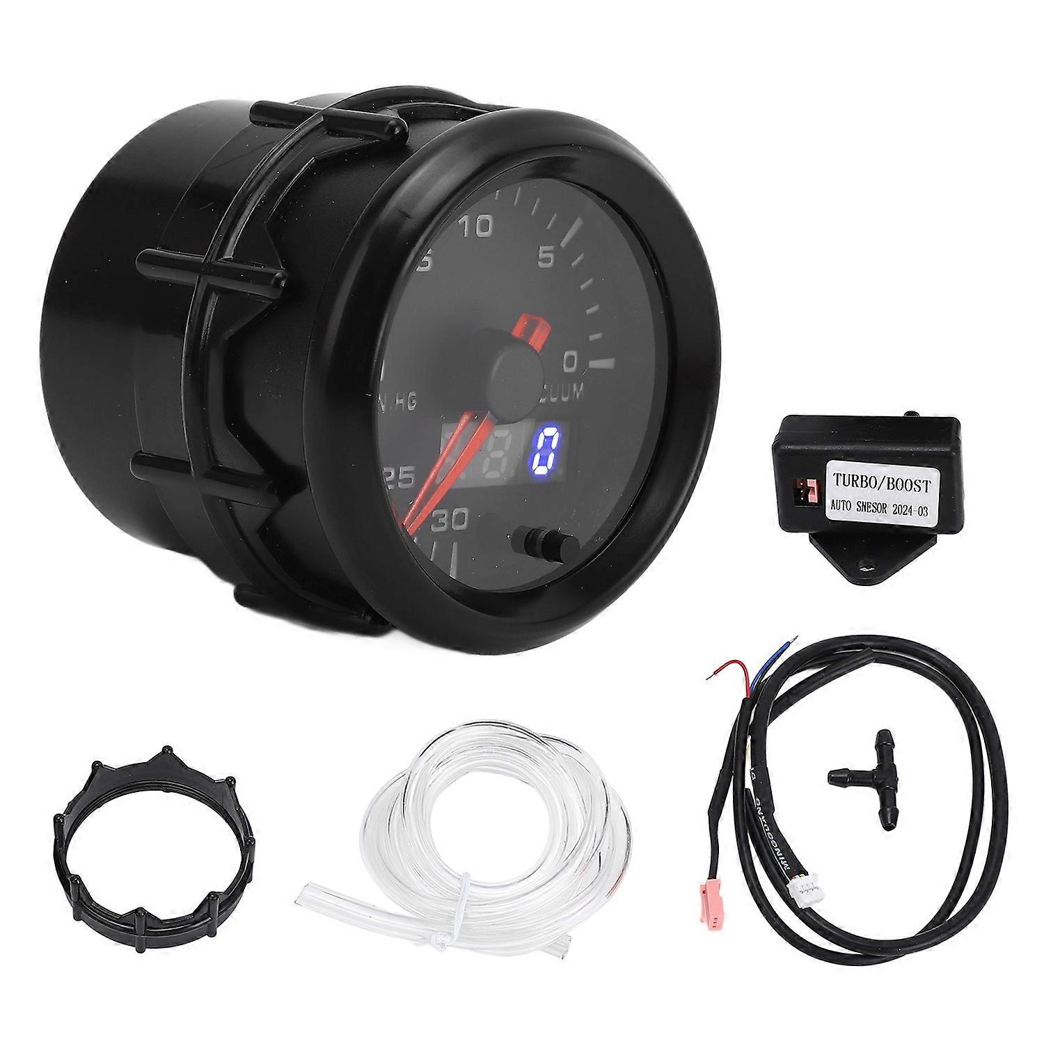 52mm Vacuum Gauge DC Pointer Digital Display 0 to 30 IN.HG Automotive Vacuum Meter Kit for All DC12V