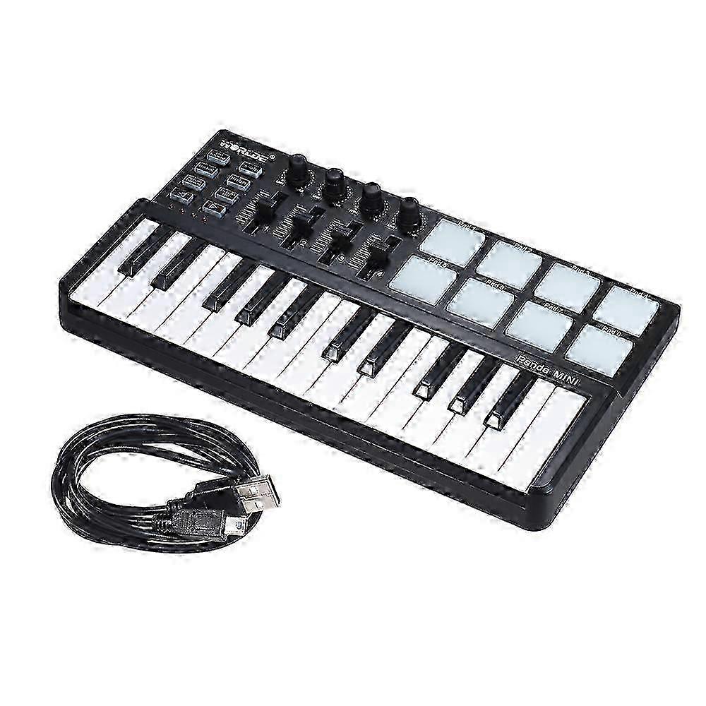 WORLDE Panda MINI 25-Key Ultra-Portable USB MIDI Keyboard Controller 8 Colorful Backlit Trigger Pads