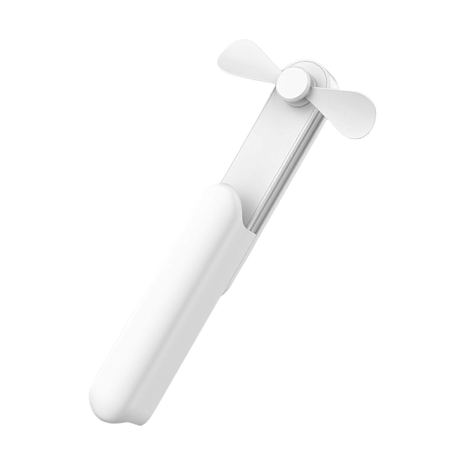 Miniature USB Rechargeable Miniature Desk Fan Folding Fan Power Banks Cooling Device for Students Traveler Use  White