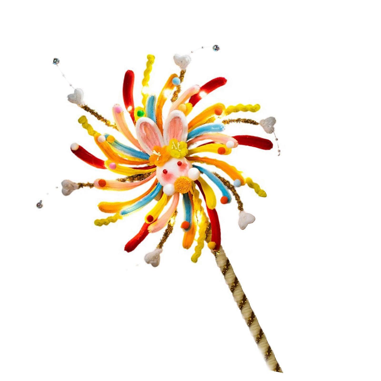 Innovative DIY Craft Set For Autumn Festival 360 Degree Rotating Windmill Rabbit Lanterns With Safe Materials  Red