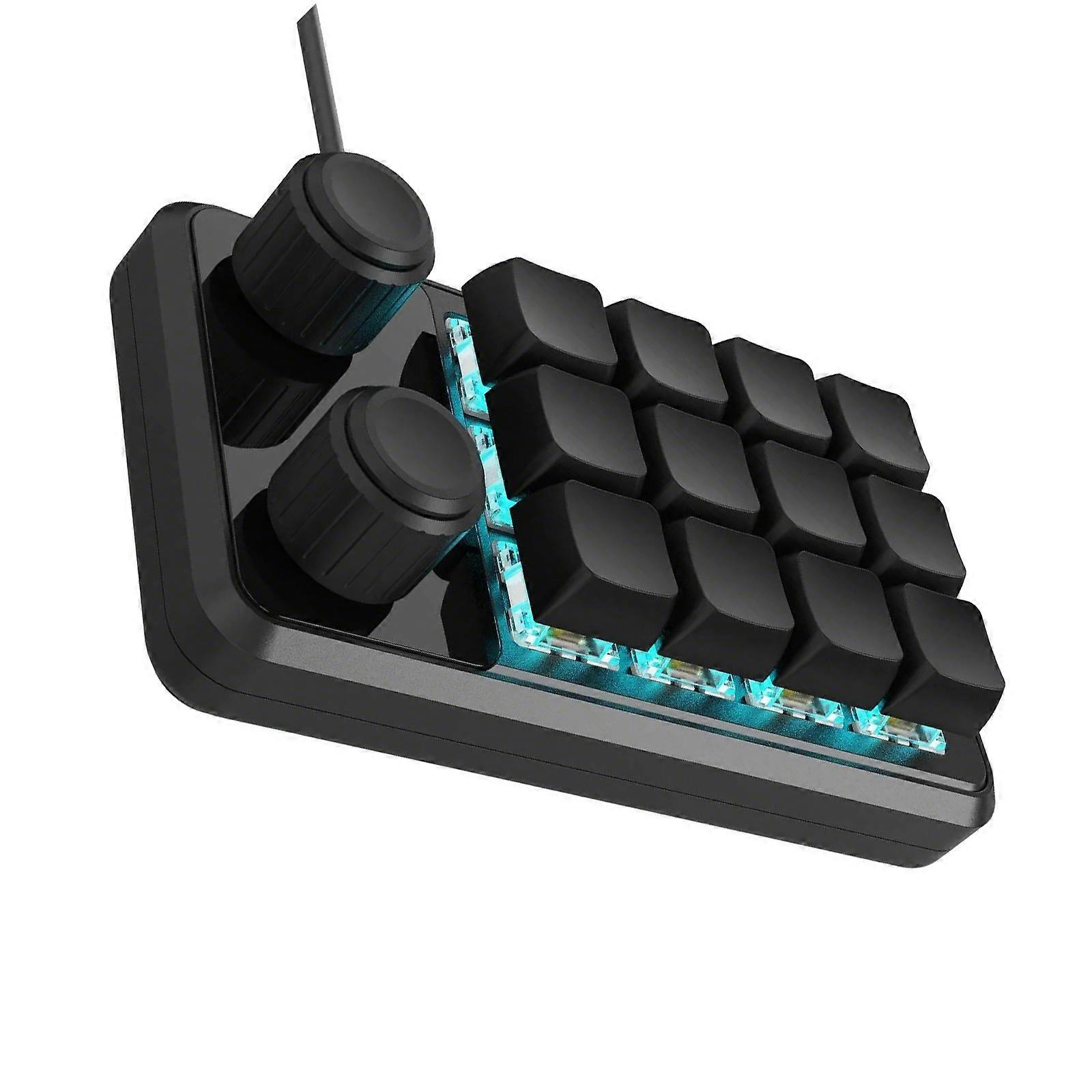 12 Key Mechanical Macros Keypad with RGBs Lighting, Programmable Shortcut, and Type C Cable Included  Black