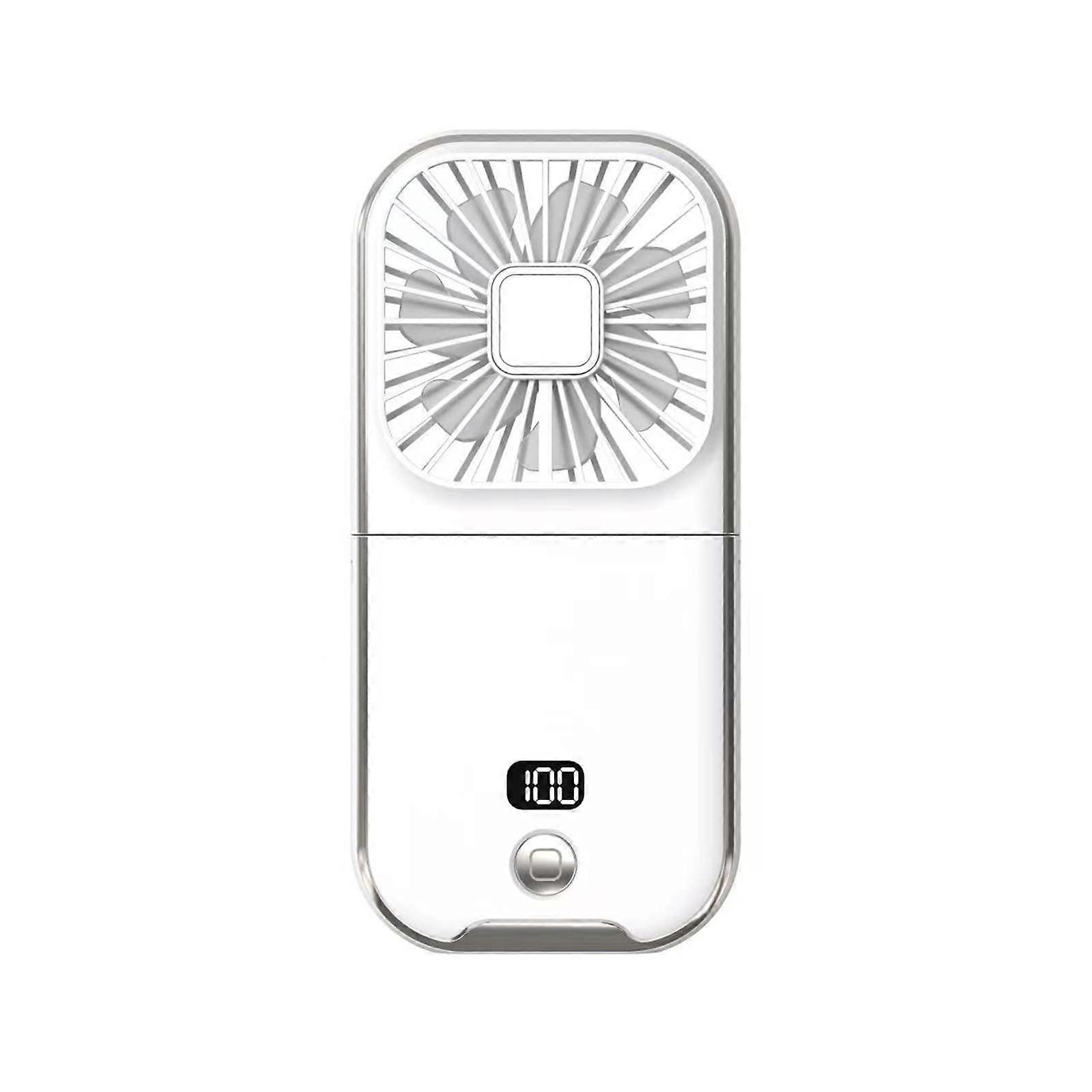 Portable USB Rechargeable Folding Fan with Digital Display, 3000mAh Battery, 4 Speed Handheld Desktop Cooling