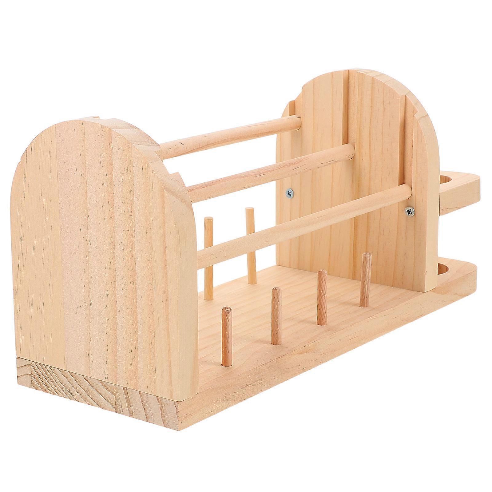 Crochet Yarn Holder Wood Double Rotating Rack for Knitting Use