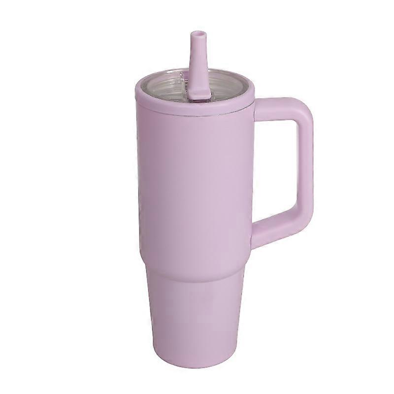 Light Purple 64437900ml Simple 30oz Double-Layer Insulated Car Mug with Vacuum Insulation, Leak-Proof, Folding Spout, and Handle