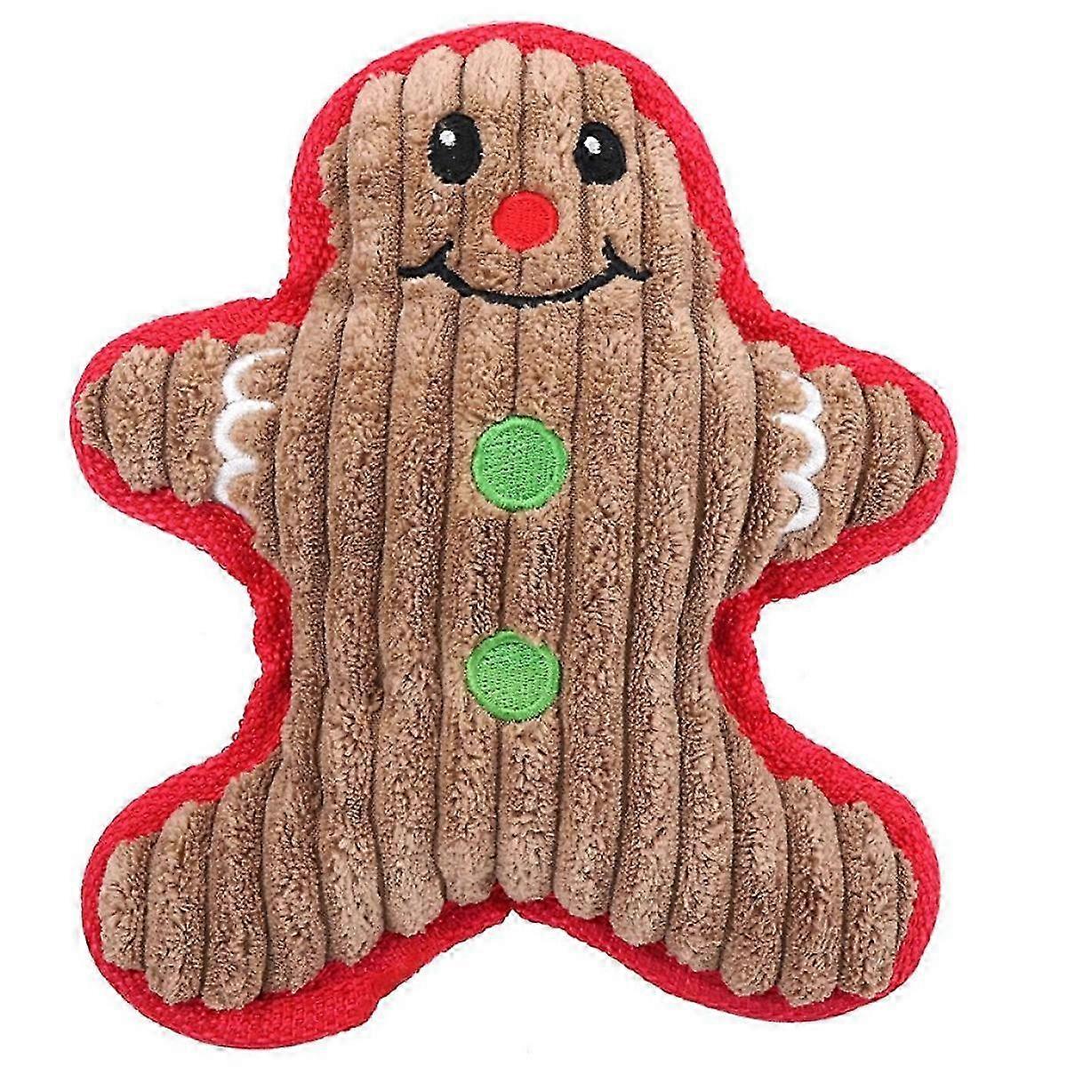 Interactive Christmas Dog Toy with Squeaky Gingerbread Man Design