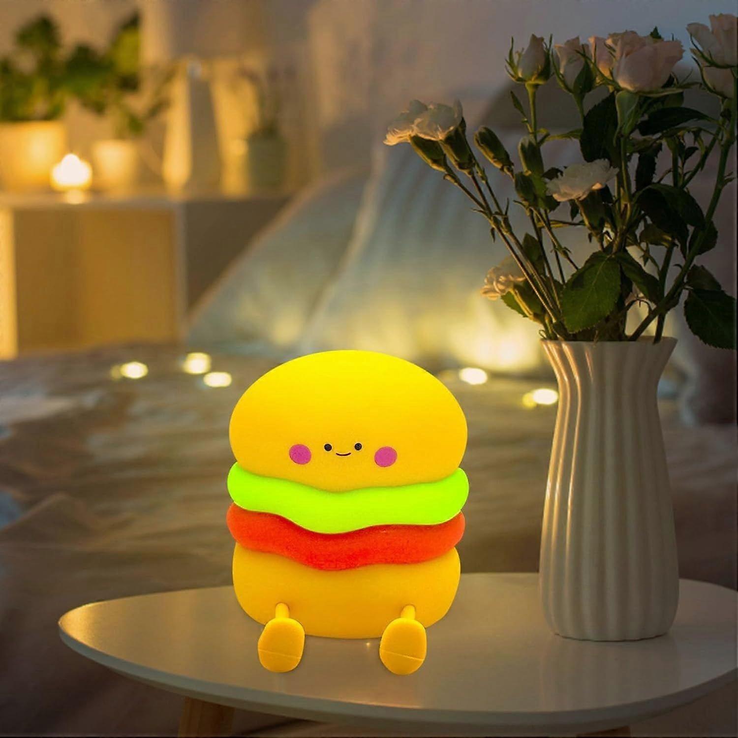 Silicone Night Light Burger Pat Lamp Lighting Dormitory Cool Home Gadgets
