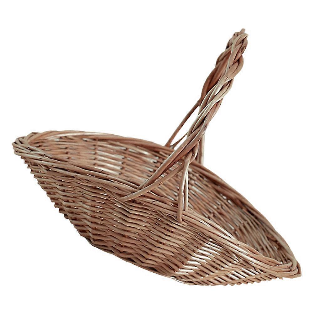 Handwoven Rattan Picnic Basket for Storage with Handle Light Brown
