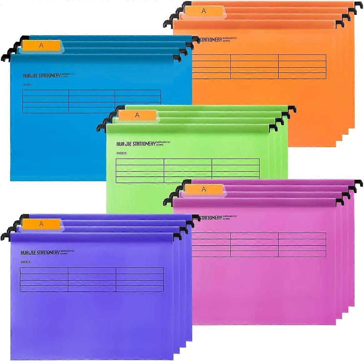 24 Pack A4 Polypropylene Hanging File Folders with Tabs and Card Inserts for Office Organization, Work from Home (Mixed Color)