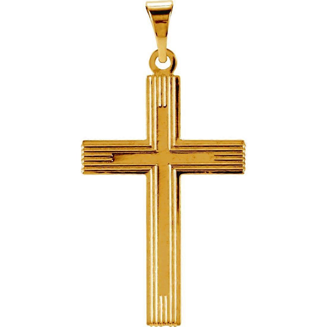 Collier pendentif croix religieuse en or jaune 14 carats, motif 22 x 14 mm - Pendentif pour femme