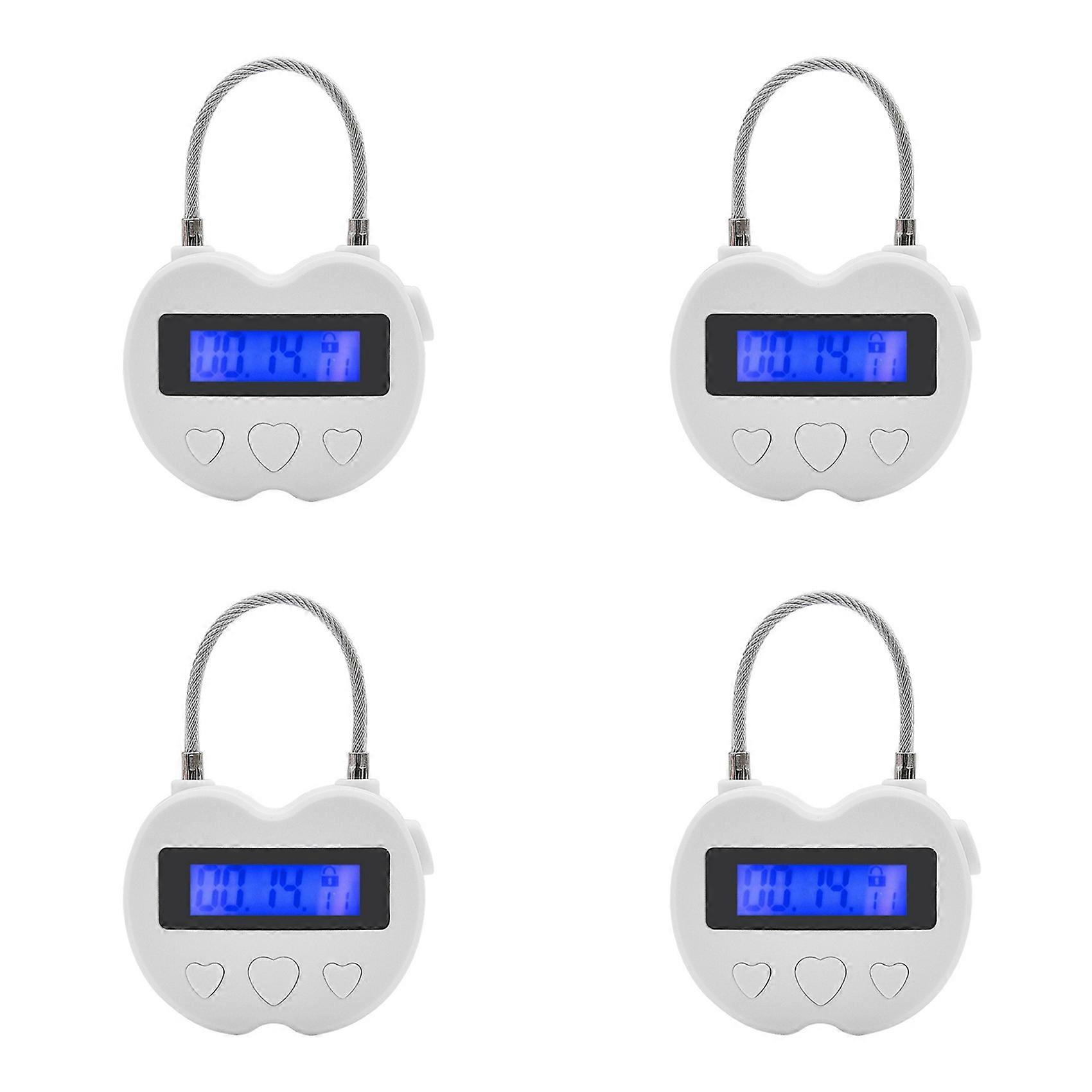 4X Smart Time Lock LCD Display Time Lock Multifunction Electronic Timer, USB Rechargeable Temporary Timer Padlock