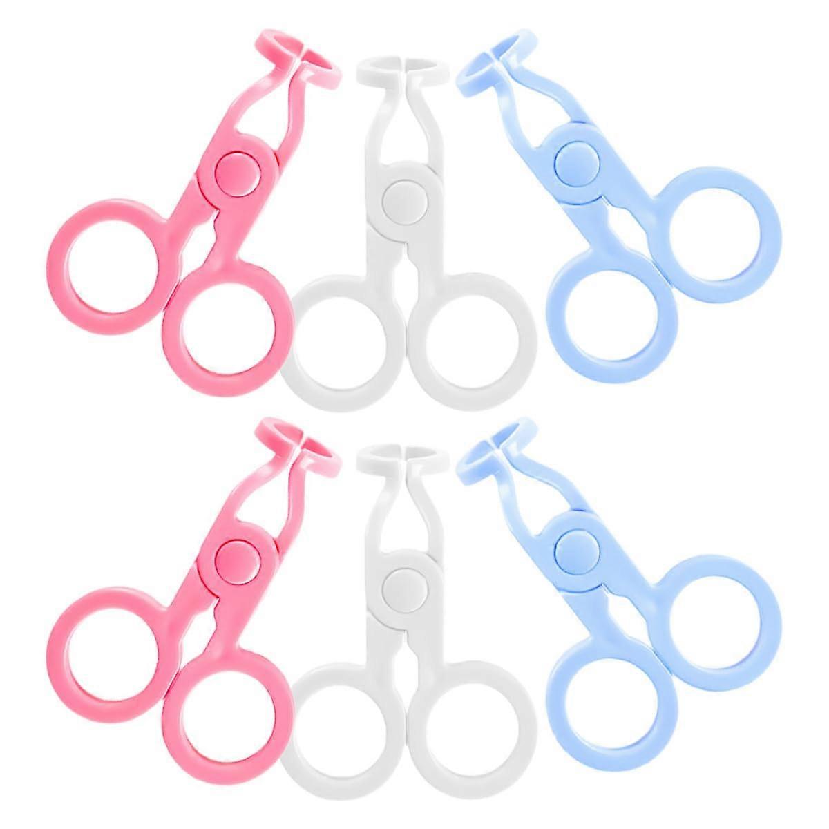 6pcs Eyelash Removal Tweezers Set with Clips for Beginners, Portable Cosmetic Tool in White Pink Blue