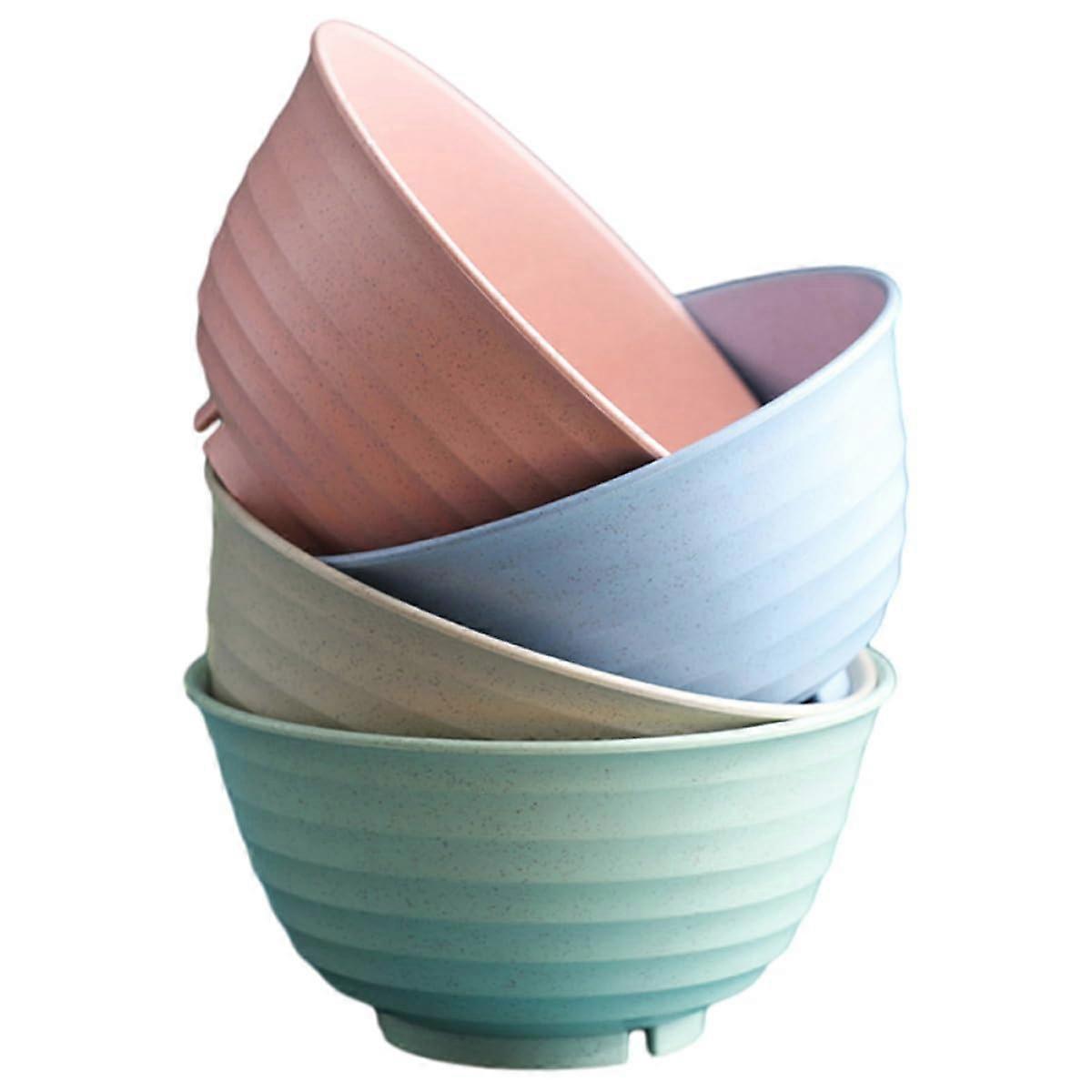 4pcs Large Wheat Straw Cereal and Soup Bowls, Unbreakable EcoFriendly, Dishwasher Safe Pink Blue