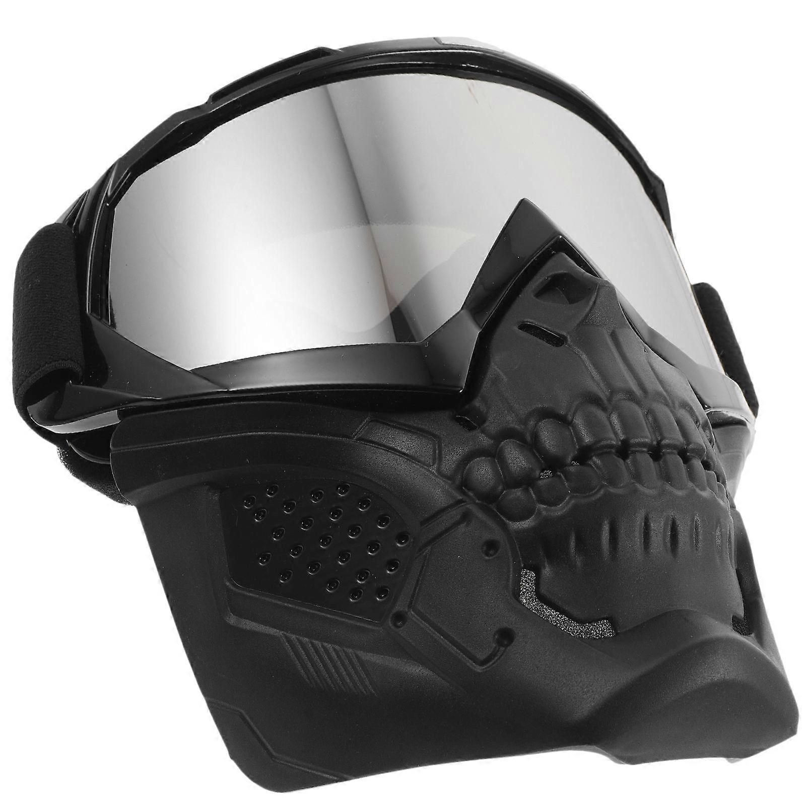 Windproof Motorcycle Goggles Riding Goggles Black 2Pcs Face Hood