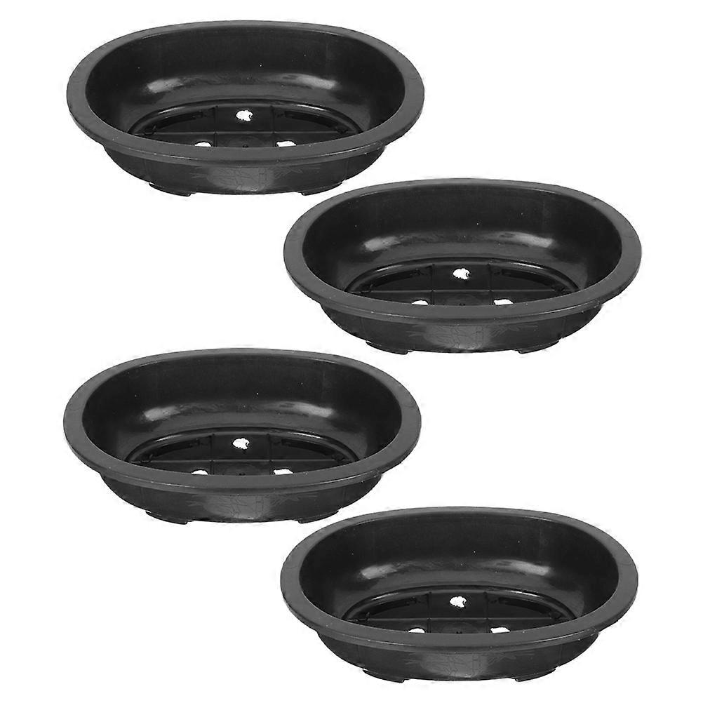 Drainable Flowerpot Plastic Rectangular Plant Pot Set of 4Pcs