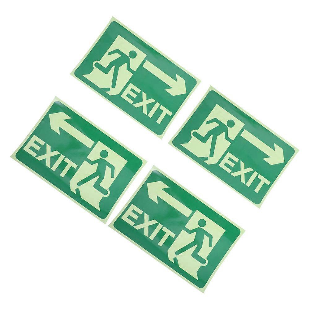 Glow in The Dark Exit Sign Sticker for Emergency Use 4Pcs Self Adhesive