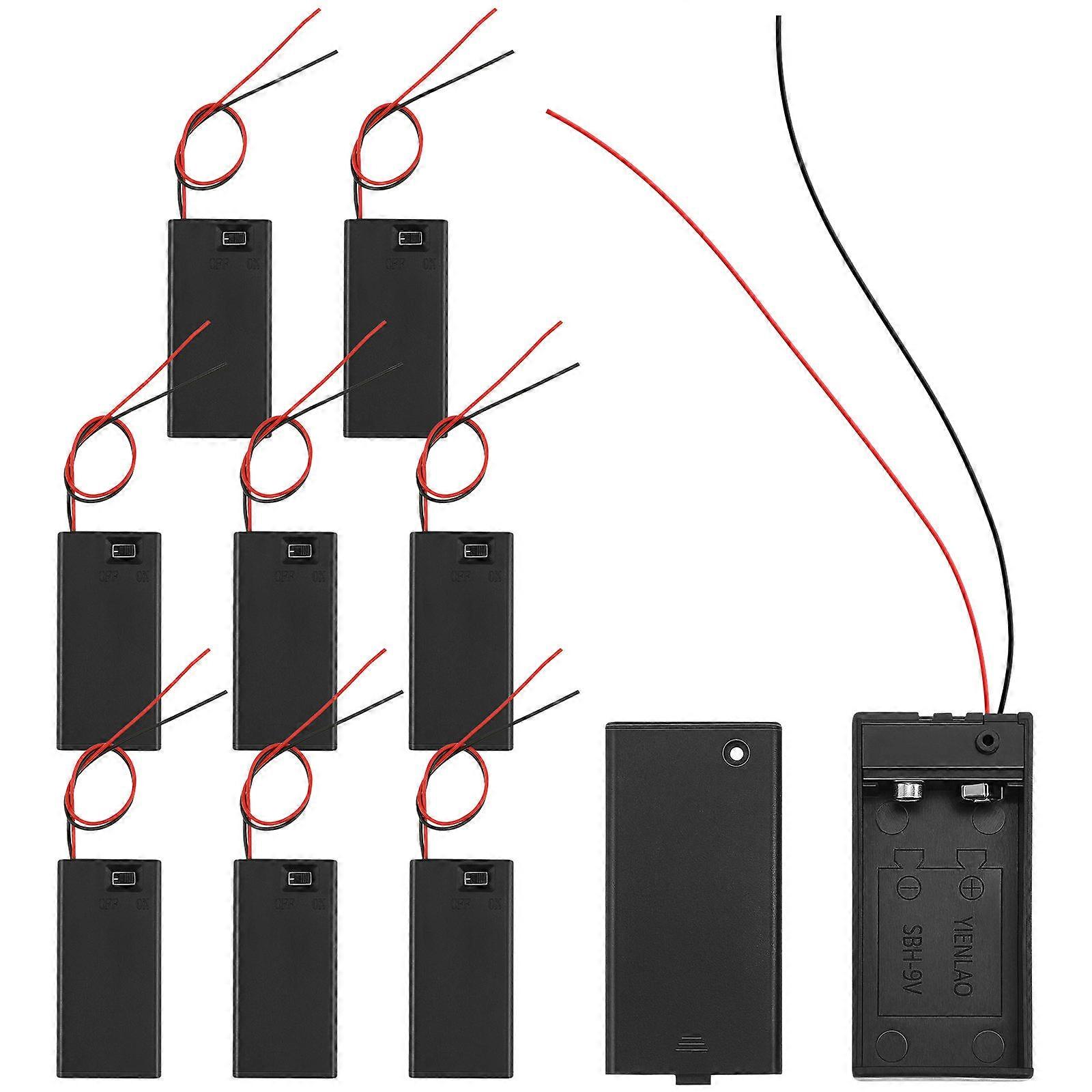 9V Battery Holder on Off Switch for 10Pcs Battery Container Black