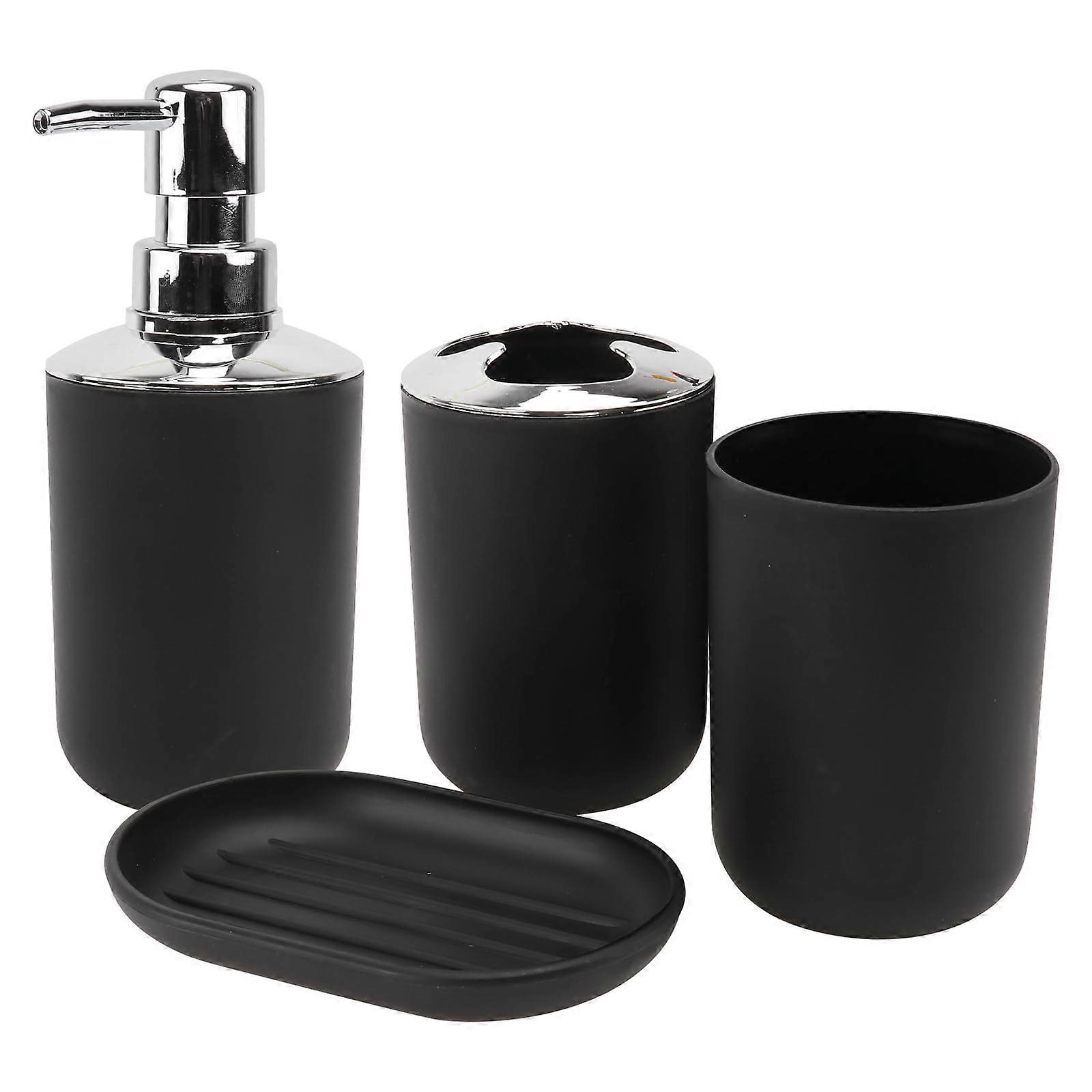 Bathroom Accessories Set 4 Piece Durable Easy Clean with Toothbrush Holder for Modern Small Spaces