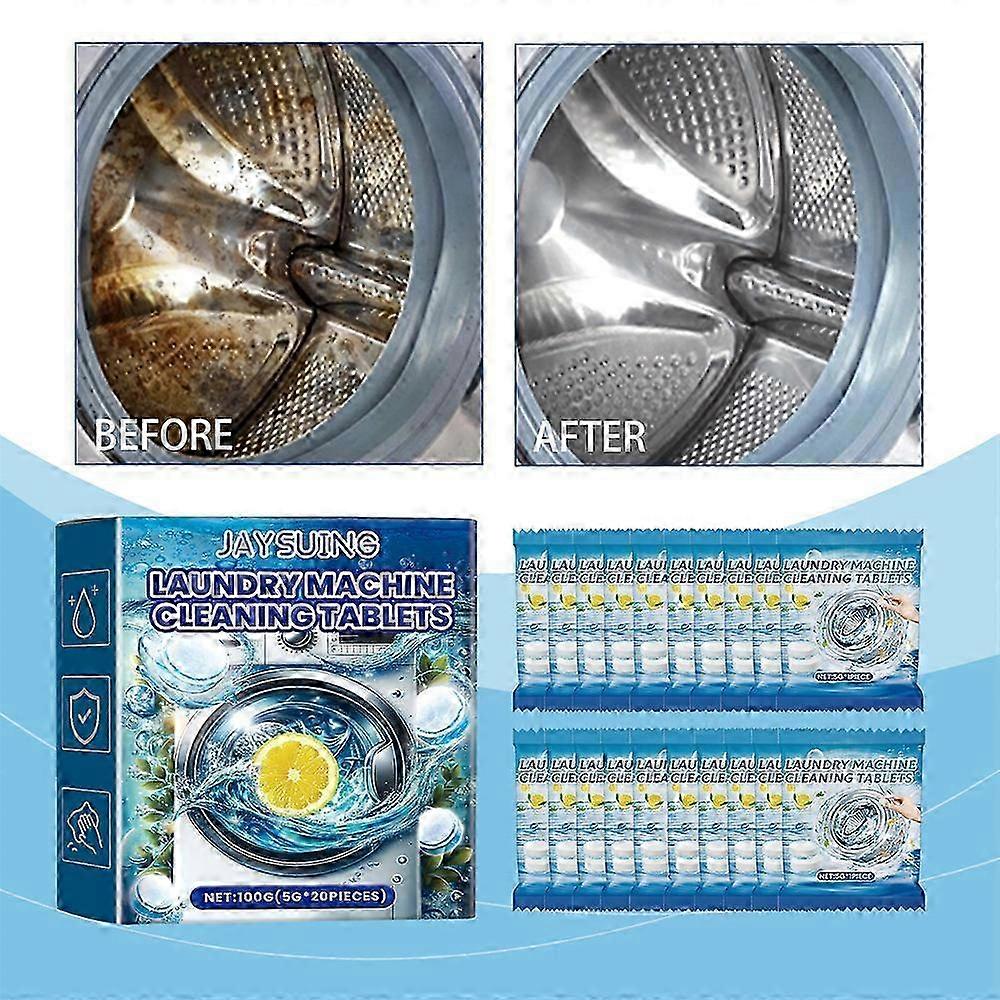 Effervescent Washing Machine Cleaner Tablets, 20-Count Deep Cleaning Box