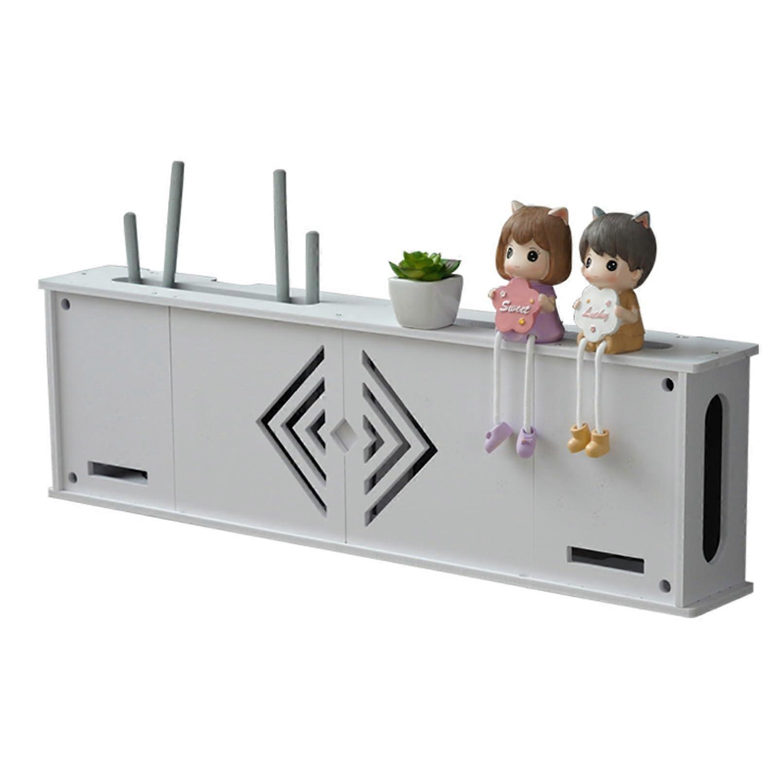 Wall Mounted Cable Management Box with Flip Cover for WiFi Router, Power Strip and Set Box, 76x10.5x22cm