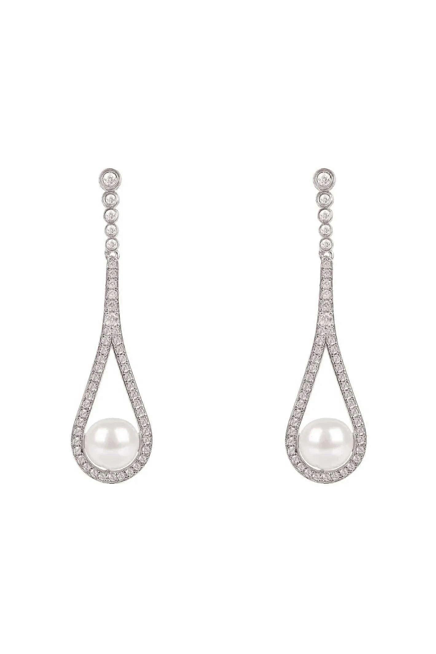 Latelita 女士 925 纯银摇篮珍珠吊坠耳环配立方氧化锆石