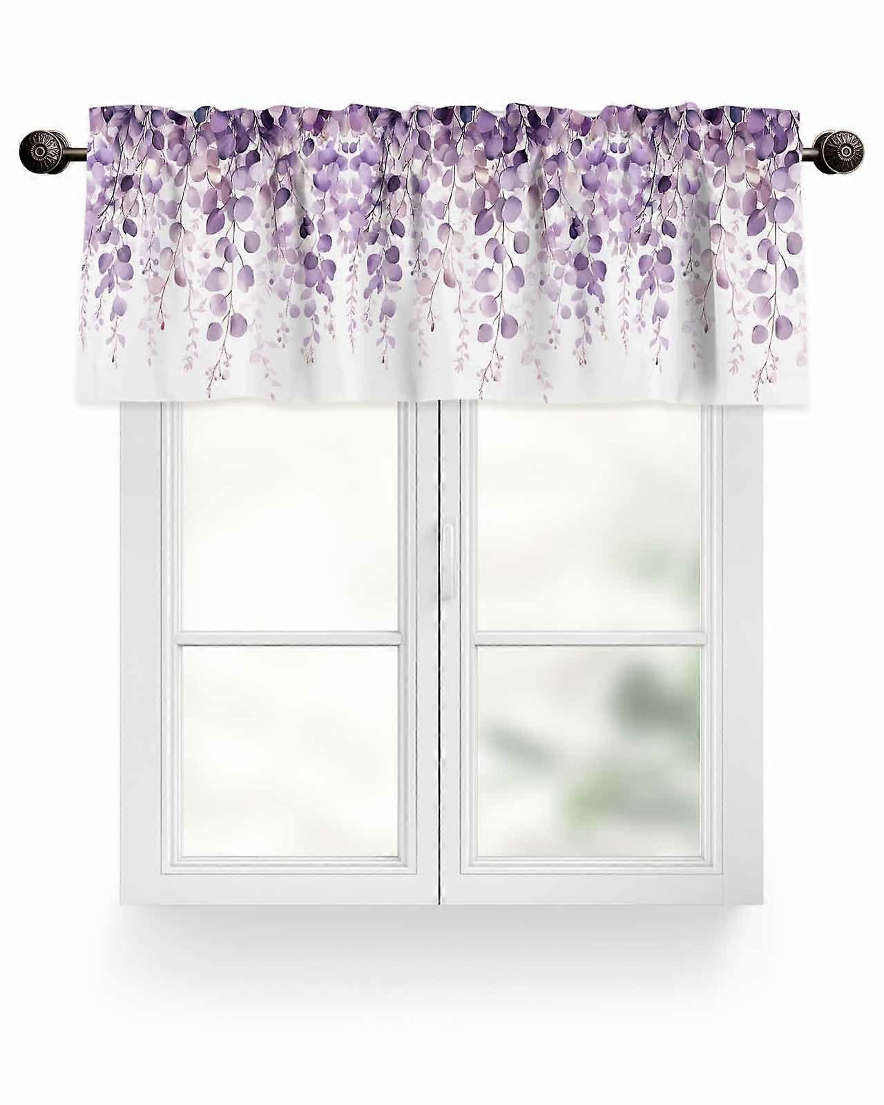 Purple Eucalyptus Window Valance 60x18 Light Filtering Rod Pocket Kitchen Curtain