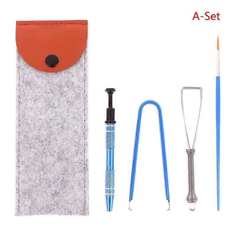 1Set Keyboard Cleaning Tool Keycap Puller Stem Holder Lube Brush w/Storage Bag