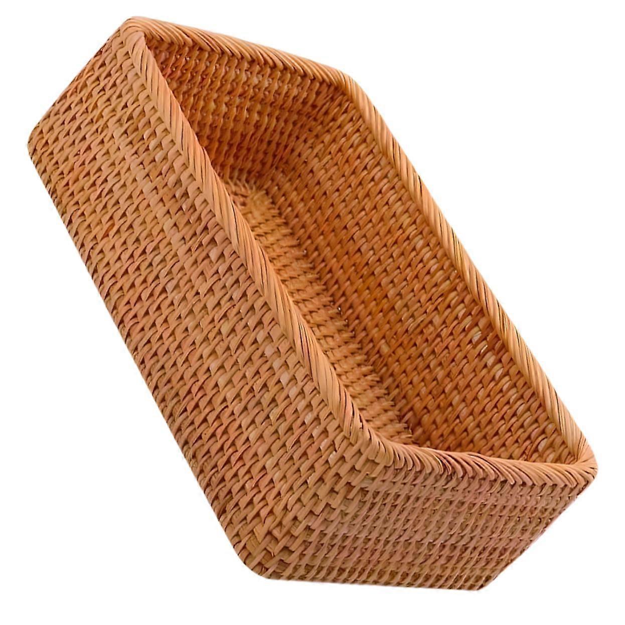 Handcrafted Woven Rattan Storage Basket for Clutter Home Organization and Rustic Decor