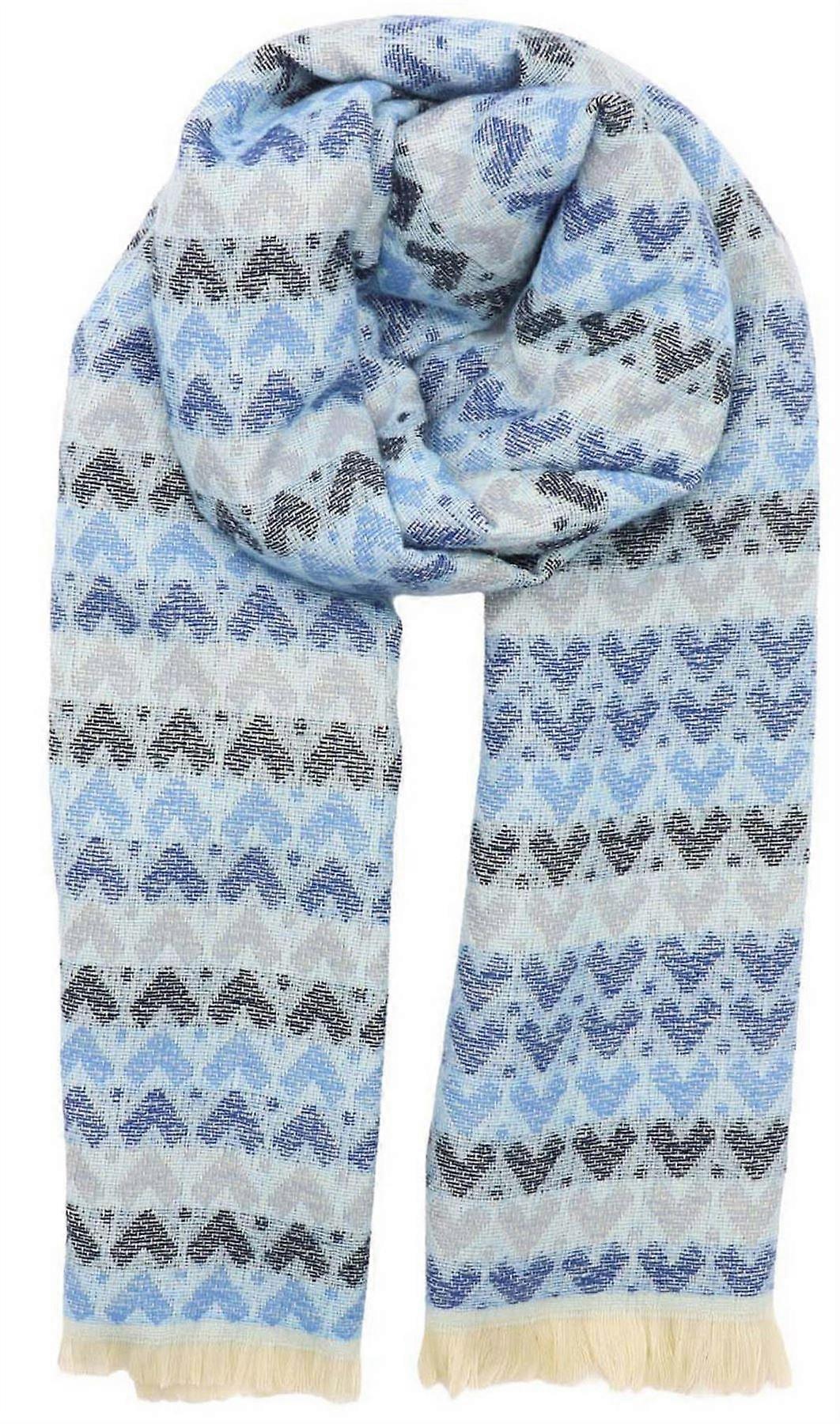 Zelly Hearts Winter Weight Scarf - Blue
