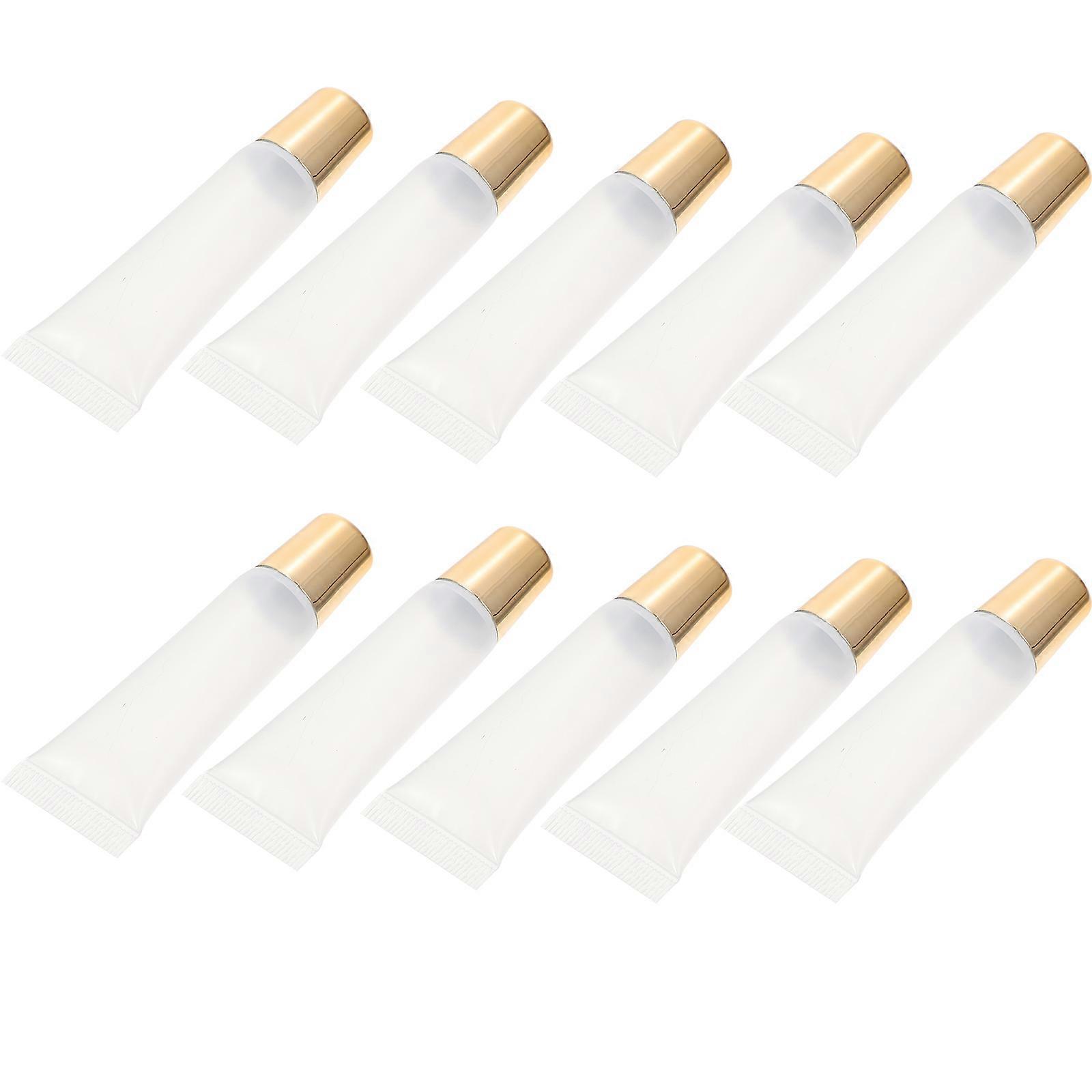 Golden Empty Lip Gloss Tubes for Refillable Lip Glazes Storage 10Pcs