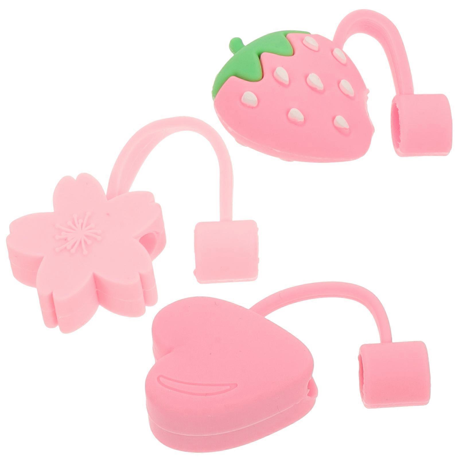 Straw Stopper Silicone for Covering 3Pcs Dust-Proof Drinking Straw Lids Assorted