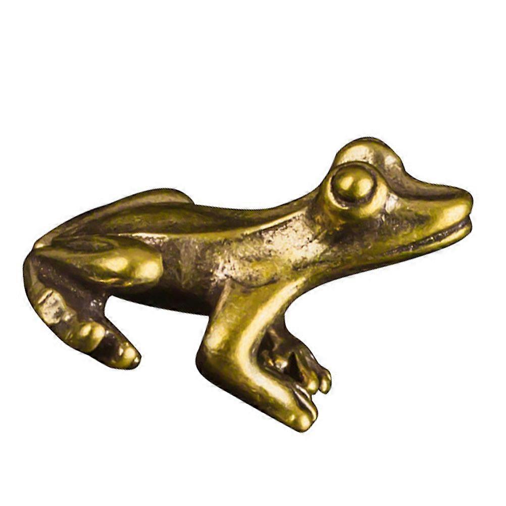 Toad Tea Pet Bronze Blessing Gift Meditation Tabletop Decoration 3.2x1.4cm 2Pcs