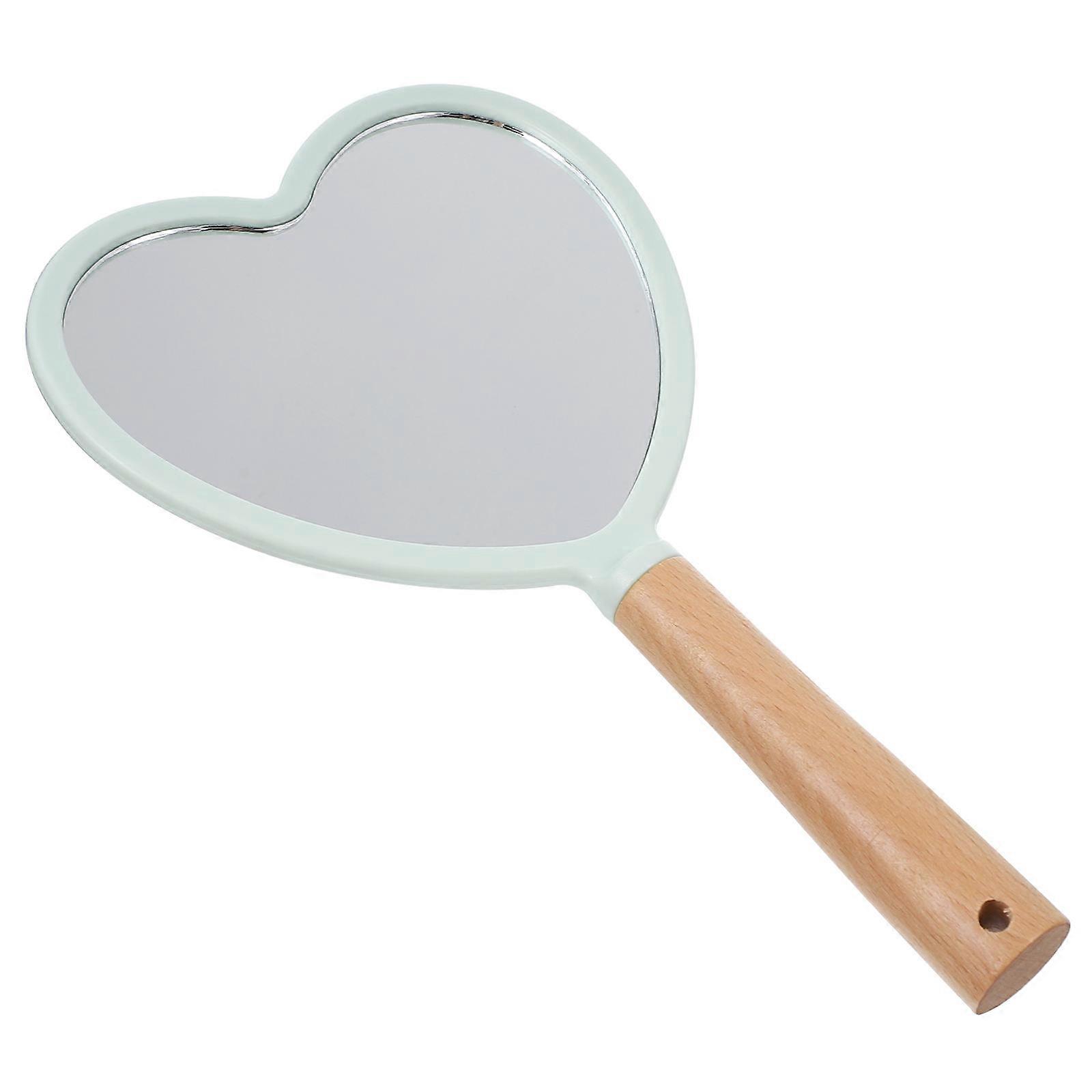 Heart Shape Vanity Mirror Handheld for Makeup Use Green Makeup Mirror